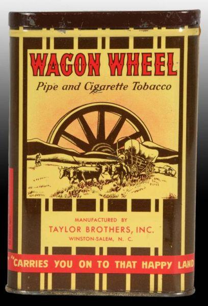 Appraisal: Wagon Wheel Vertical Pocket Tobacco Tin Description Manufactured by the