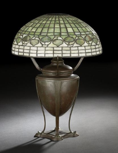 Appraisal: Tiffany Studios New York Art Nouveau Patinated Bronze and Leaded