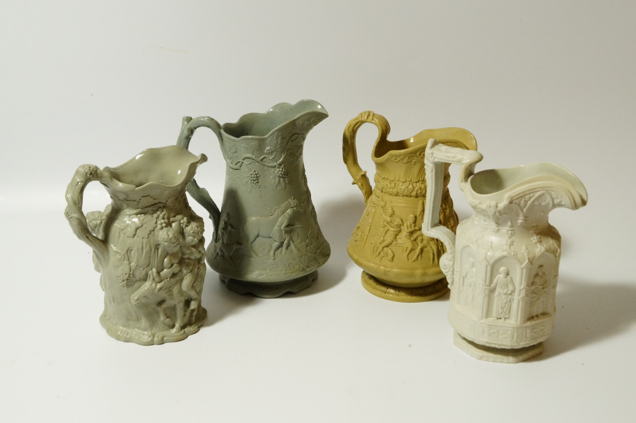 Appraisal: Various thC stoneware jugs to include Copeland Garrett style decorated