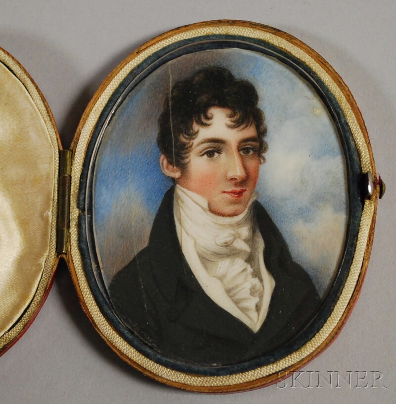 Appraisal: American Continental School th Century Portrait Miniature of a Young