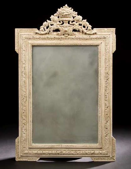 Appraisal: Louis XVI-Style Polychromed Looking Glass mid- th century the rectangular