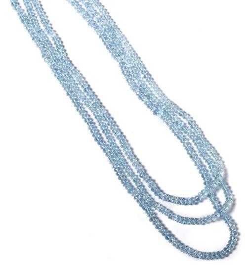 Appraisal: AQUAMARINE AND DIAMOND NECKLACE Fastener white gold Decorative three-row chain