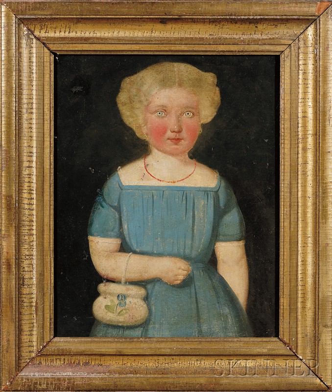 Appraisal: American School th Century Portrait of a Girl with Hazel