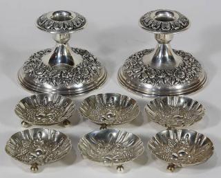 Appraisal: S Kirk Son sterling silver repousse table accessories troy oz