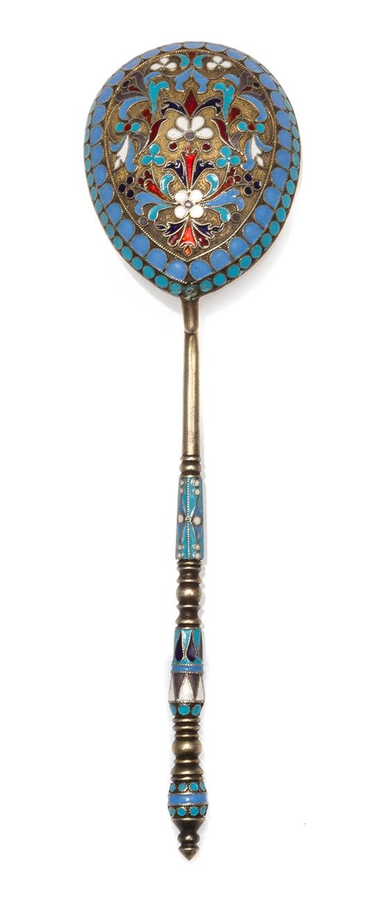 Appraisal: Sale Lot A Russian Enameled Silver Spoon the back of