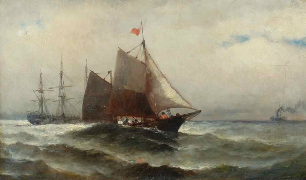 Appraisal: TH C MARITIME SCENE WITH SAILING VESSELS Oil Canvas ''