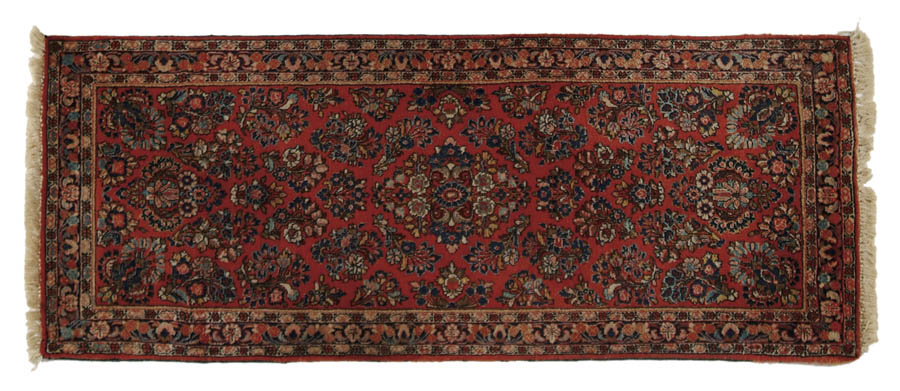 Appraisal: SAROUK SEMI-ANTIQUE RUNNER Red field with all over flower design