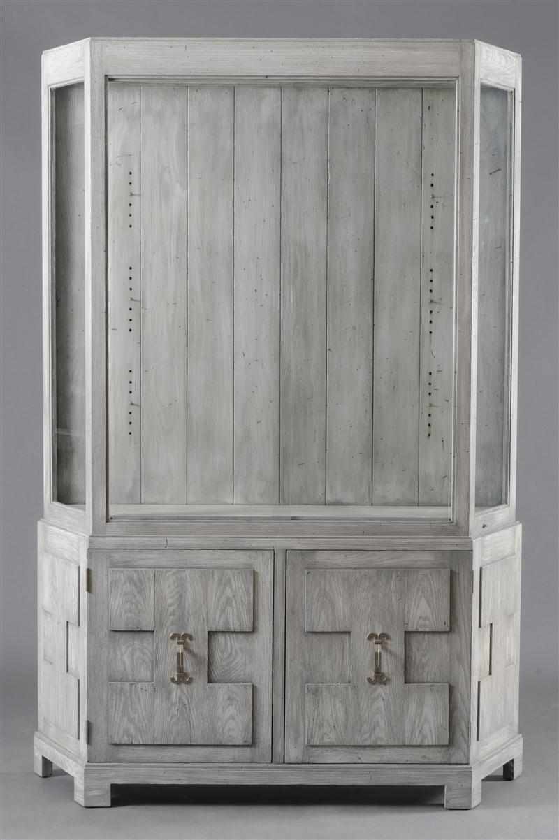 Appraisal: PAINTED CHESTNUT VITRINE ON CABINET BASE IN THE STYLE OF