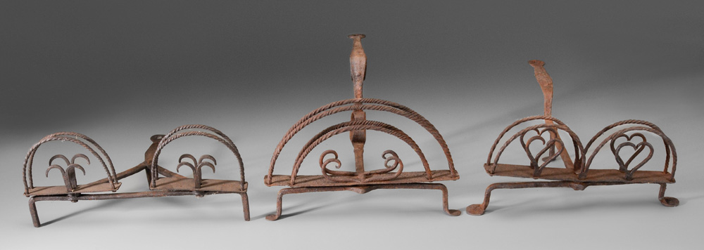 Appraisal: Three Hand-Wrought Iron Toasters British or American th century or