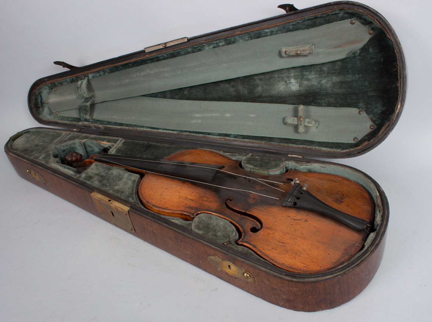 Appraisal: German spruce and tiger maple violin th century carved lion