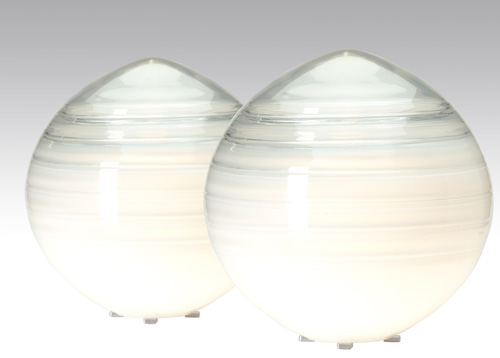 Appraisal: BARBINI Pair of table lamps with clear and opaque glass