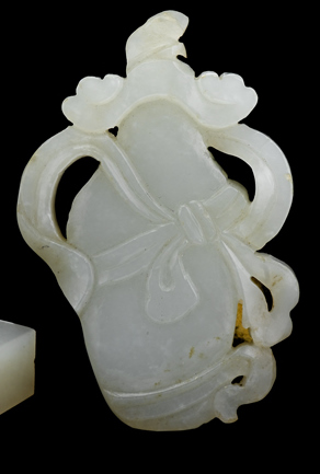 Appraisal: Chinese white jade 'vase and ribbon' pendant th century