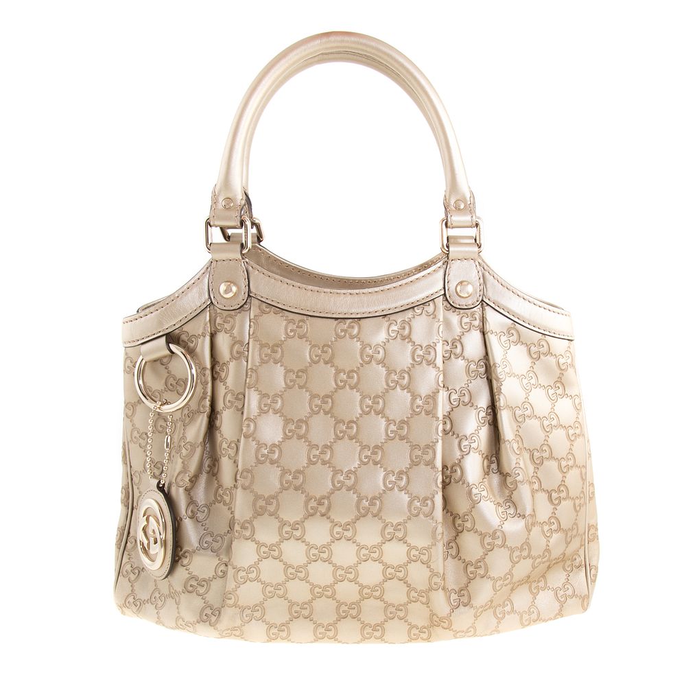 Appraisal: A Gucci Sukey Tote PM A metallic gold Monogram GG