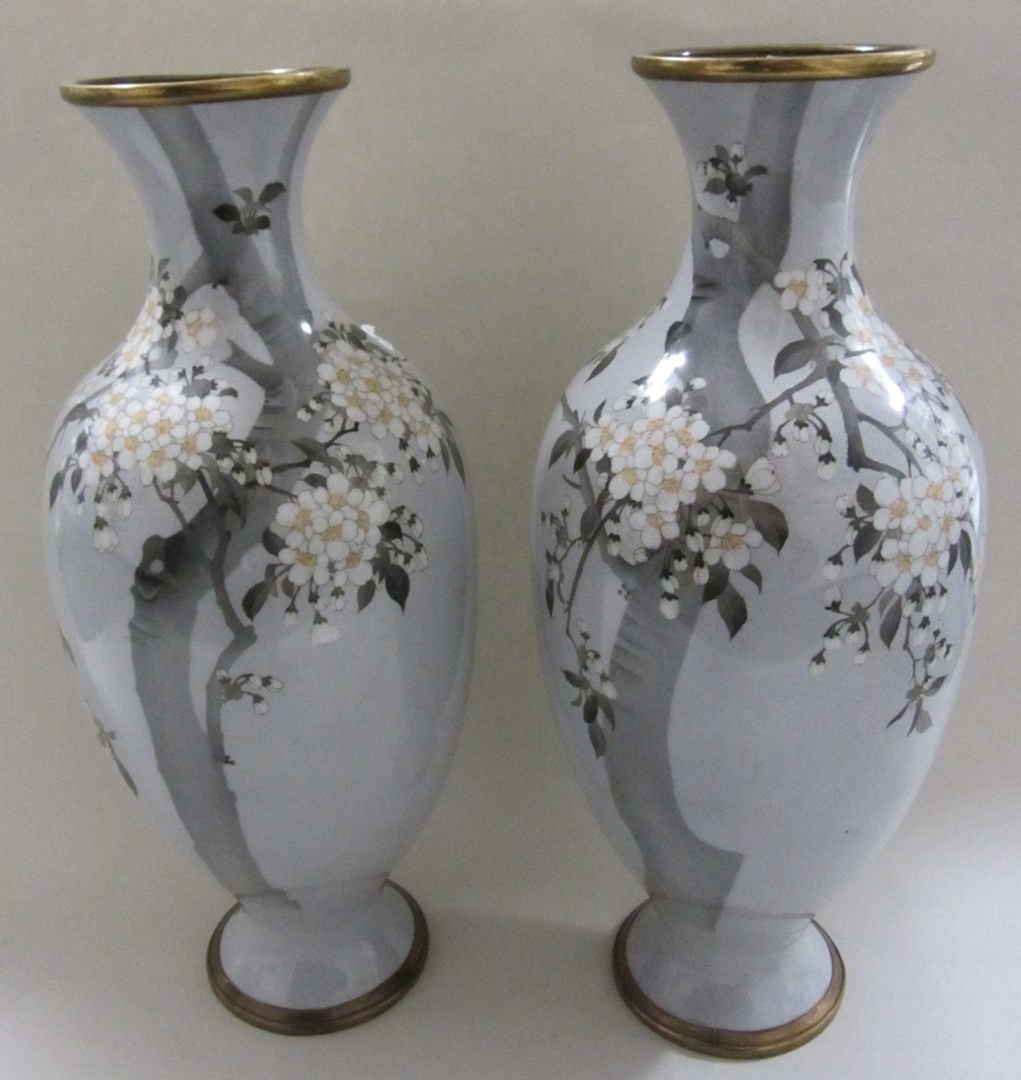 Appraisal: A large pair of Japanese cloisonn vases Meiji period of