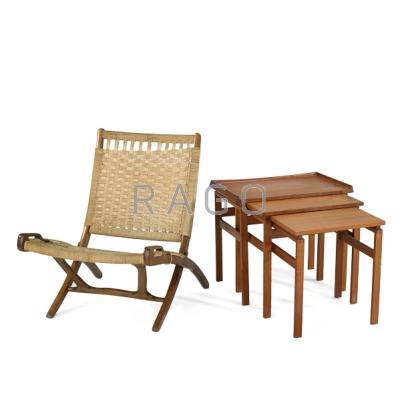 Appraisal: STYLE OF HANS WEGNER Set of three nesting tables and