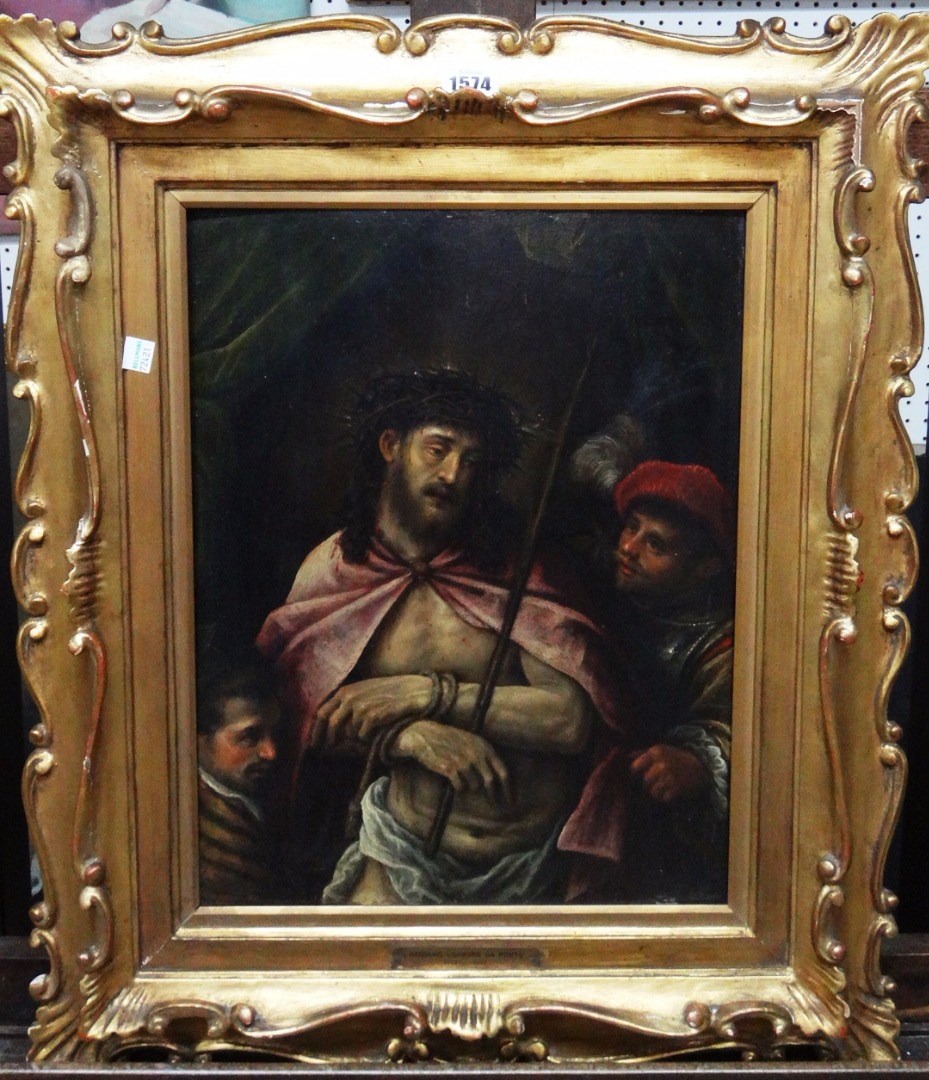 Appraisal: Circle of Leandro Bassano The Mocking of Christ oil on