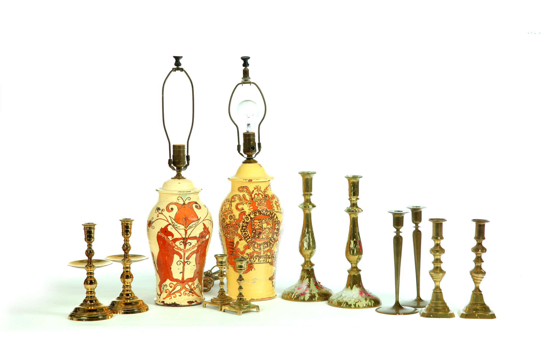 Appraisal: GROUP OF LIGHTING American late th- th century Pair of