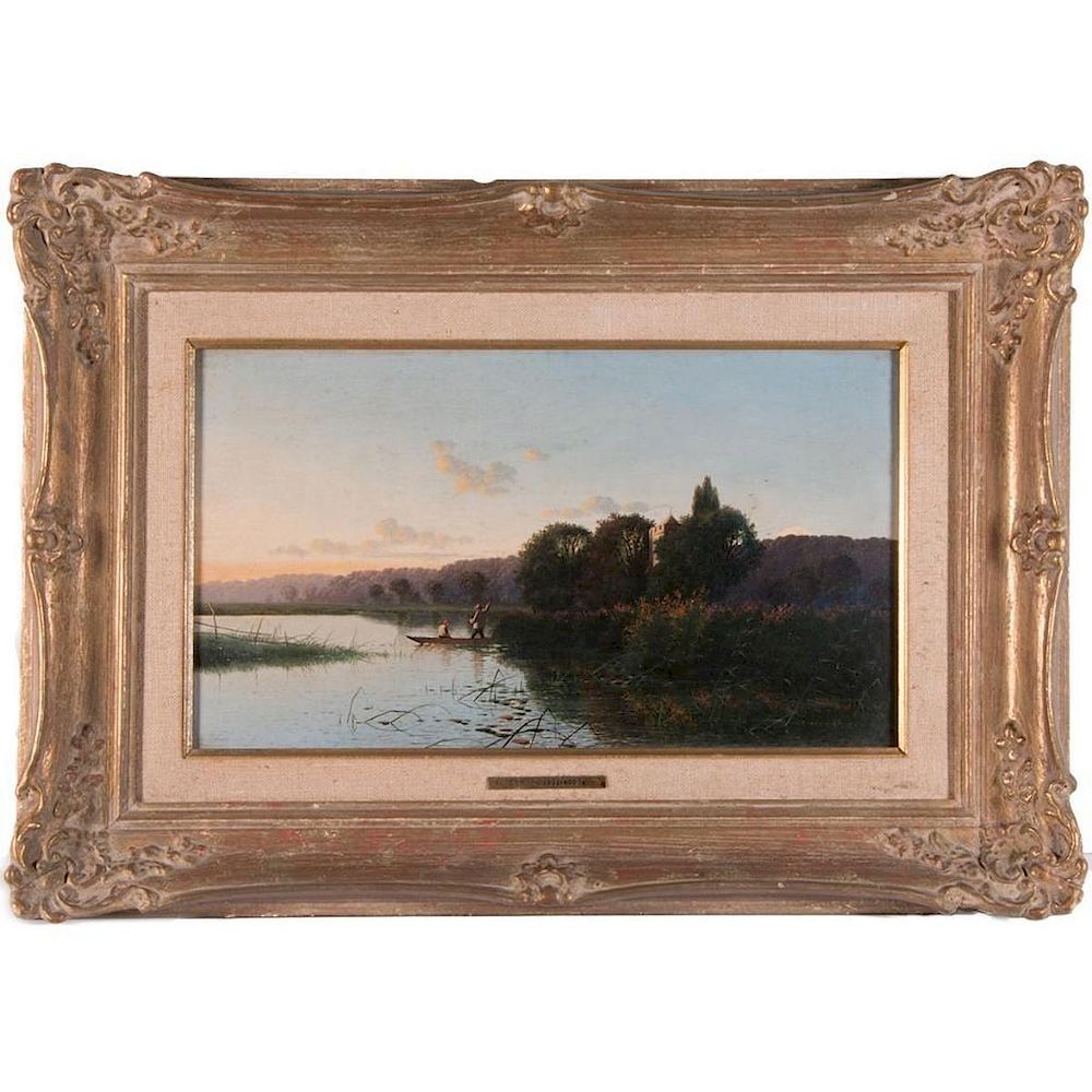 Appraisal: English river scene Edward H Boddington - A mid th