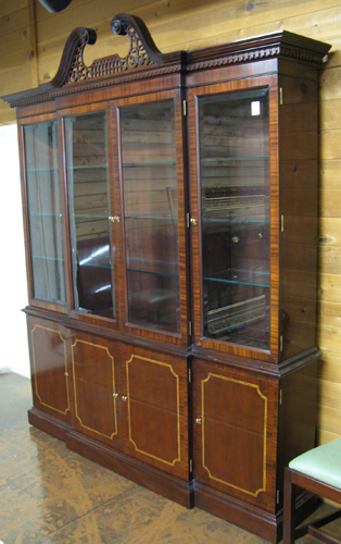 Appraisal: LARGE CHIPPENDALE STYLE MAHOGANY BREAKFRONT CHINA CABINET Councill Furniture Co