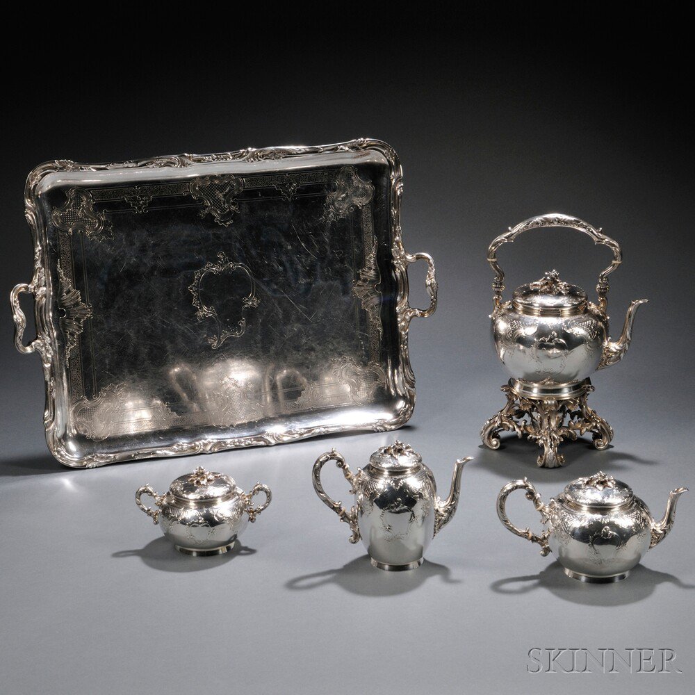 Appraisal: Five-piece French Silver Tea Service Paris c Edmond Tetard maker