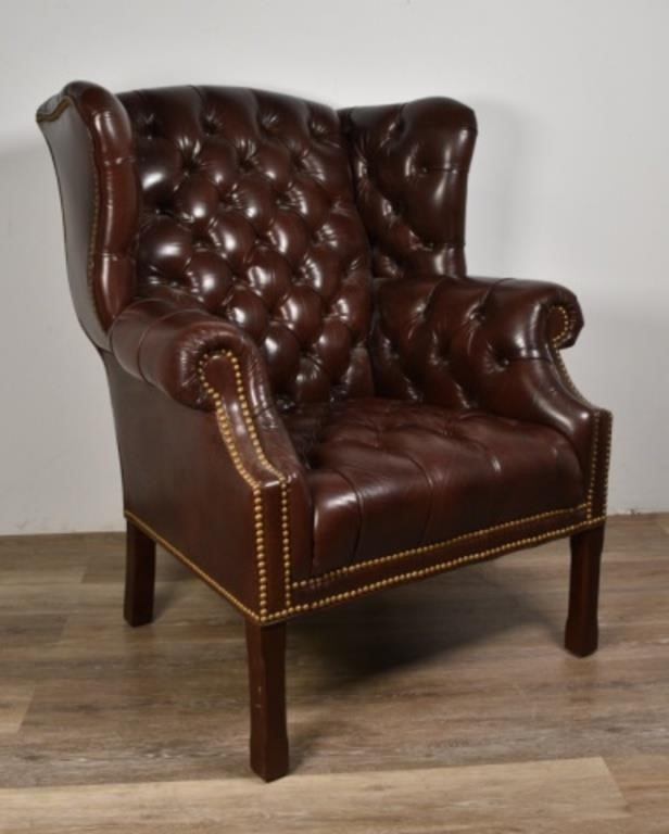 Appraisal: Leathercraft Chesterfield style tufted armchair American late th century Burgundy