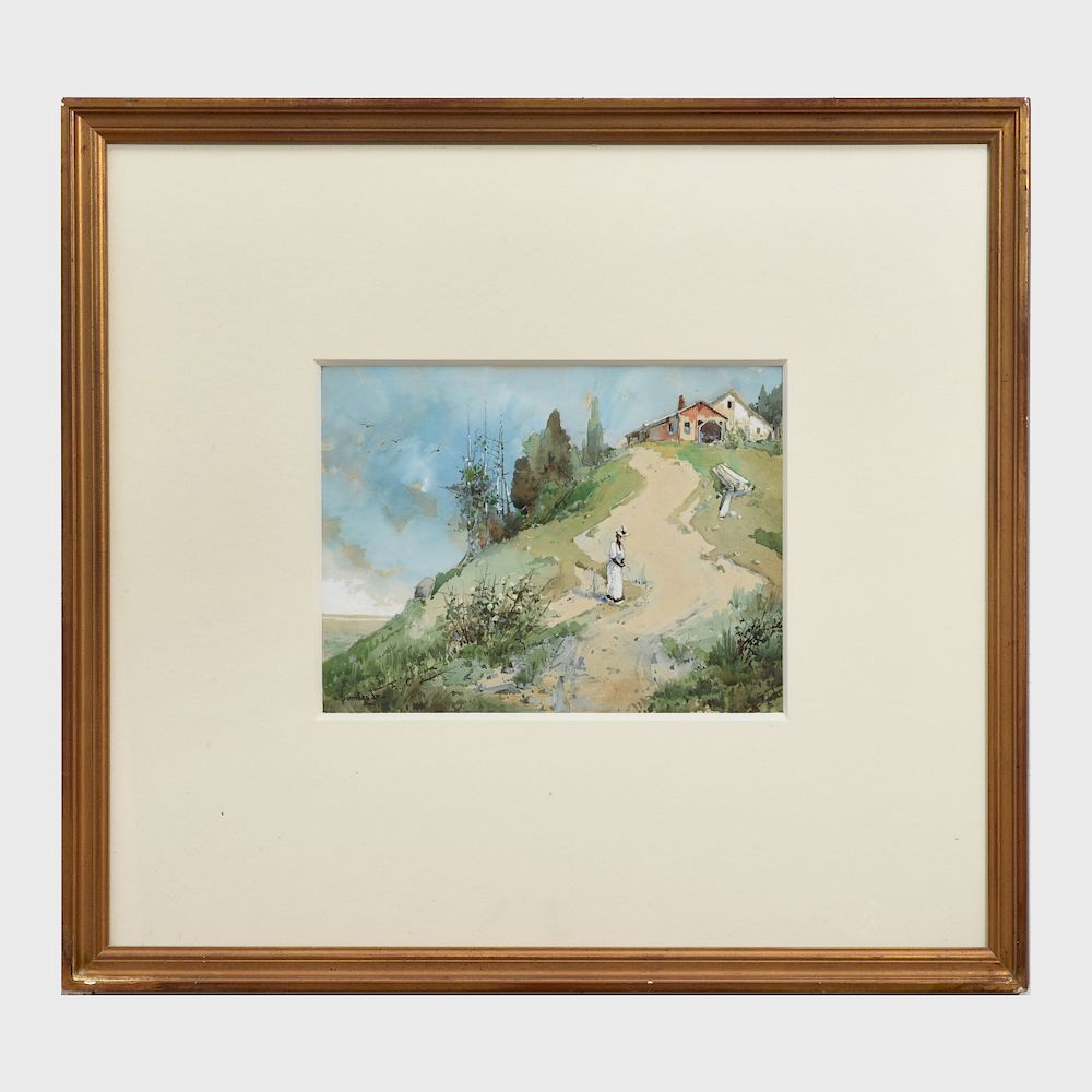 Appraisal: William Louis Sonntag Jr - Strolling Down the Knoll Watercolor