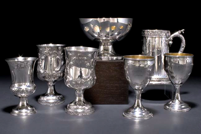 Appraisal: American Coin Silver Presentation Goblet unmarked but dated the thistle-form