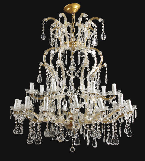 Appraisal: Large Austro-German Cut Glass Tiered Twenty-Two-Light Chandelier in the Maria-Theresa