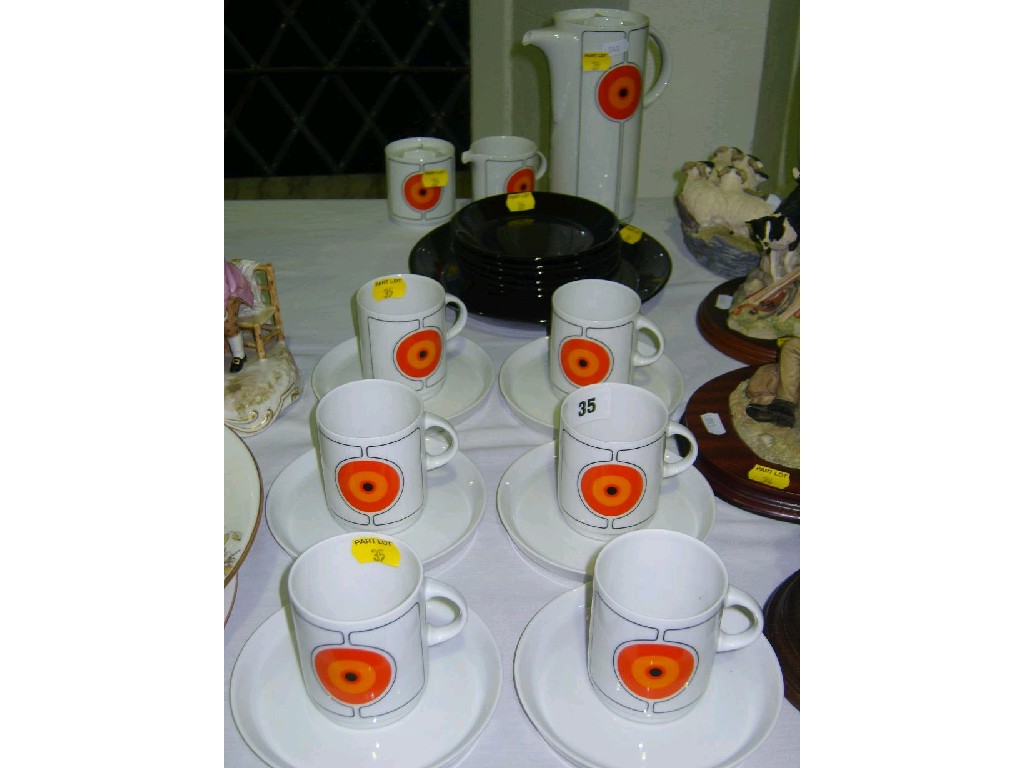 Appraisal: A -place German coffee set by Thomas with abstract orange