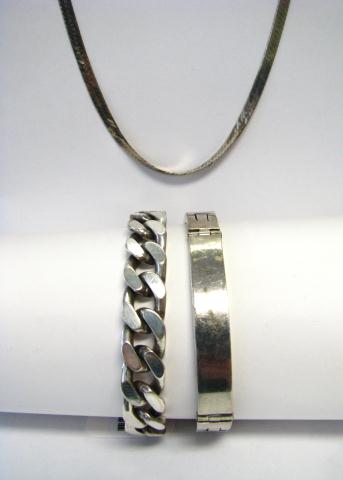 Appraisal: Two sterling bracelets including '' with beveled chain length and