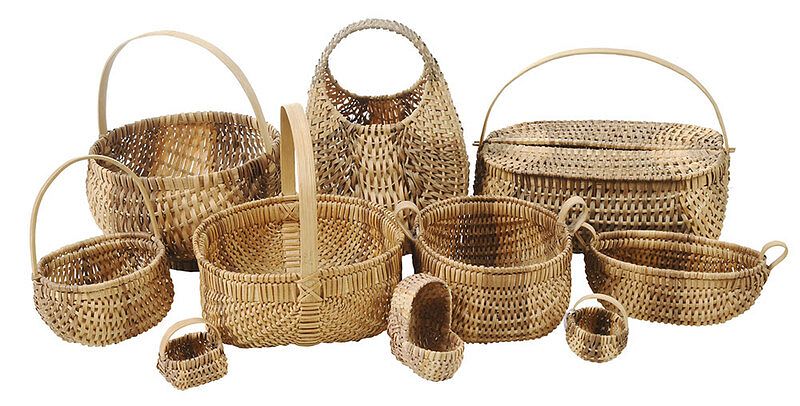 Appraisal: Ten Oak Split Cherokee Baskets Qualla Boundary North Carolina late