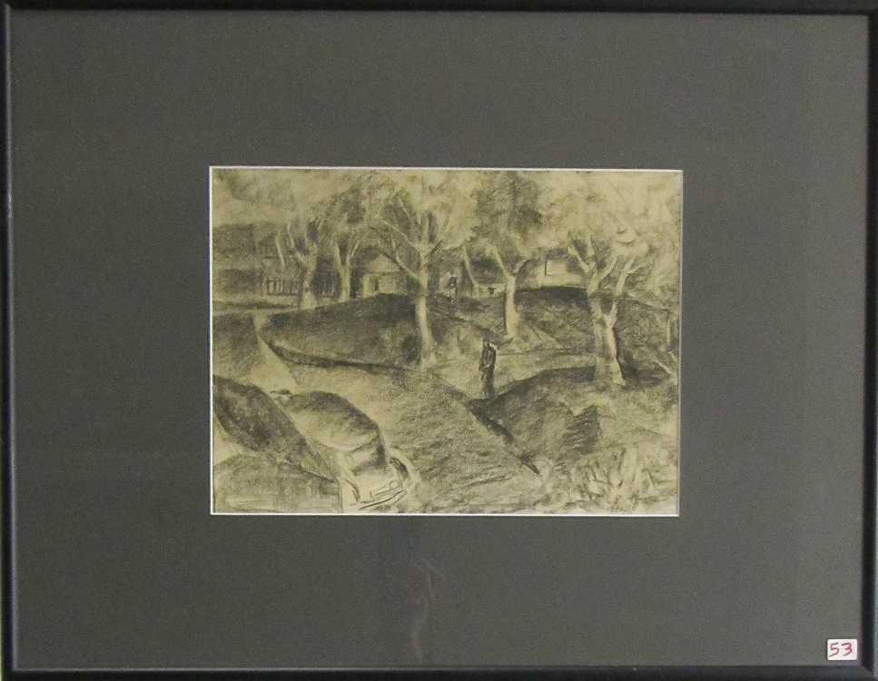 Appraisal: CHARLES EDWARD HEANEY CHARCOAL ON PAPER Oregon - Landscape with