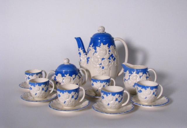 Appraisal: Handpainted blue and white porcelain tea set marked Japan including