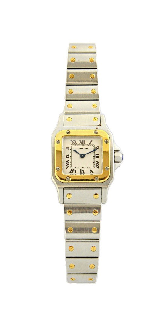 Appraisal: A lady's Cartier Santos Galbee steel and gold bracelet wristwatch