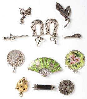 Appraisal: Assorted Silver Jewelry Articles Accessories Including a cut Bavarian thaler