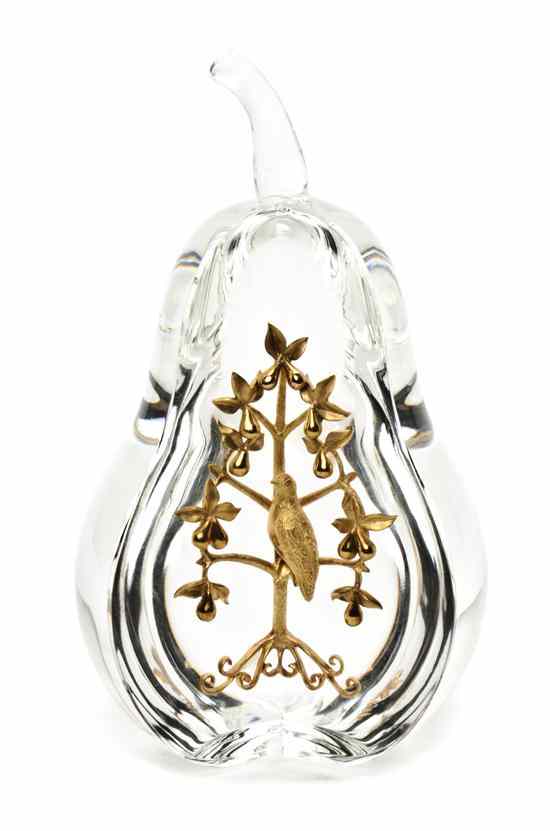 Appraisal: A Steuben Glass and Karat Gold Partridge in a Pear