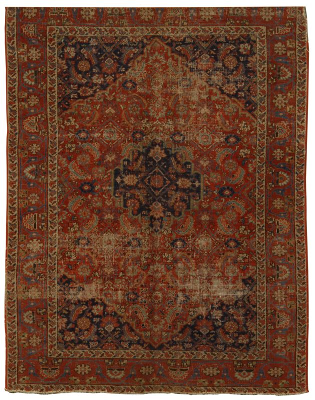 Appraisal: ORIENTAL RUG HERIZ ' x ' Navy blue central medallion