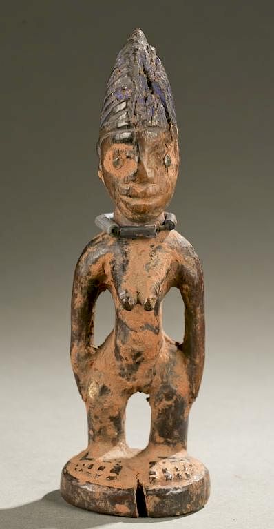 Appraisal: Yoruba female Ibeji figure th c A polychrome standing female