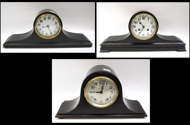 Appraisal: THREE AMERICAN NAPOLEON HAT MANTEL CLOCKS L Waterbury Exeter model