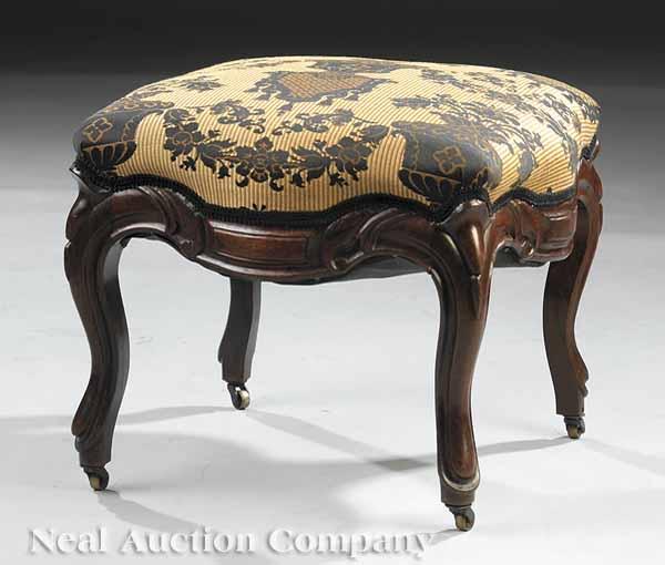 Appraisal: An American Rococo Carved Rosewood Footstool mid- th c serpentine