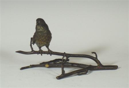 Appraisal: A th century Austrian cold painted bronze robin sitting on