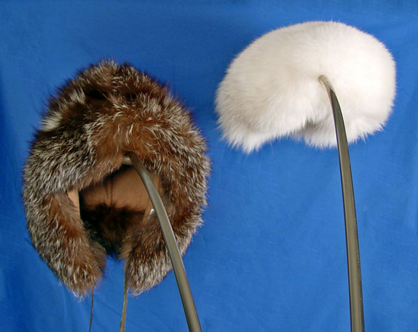 Appraisal: TWO FUR HATS The brown fox hat ties at the