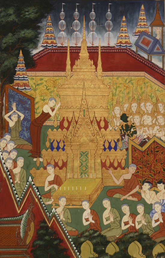 Appraisal: Thai School th Century Cremation of the Buddha Signed in