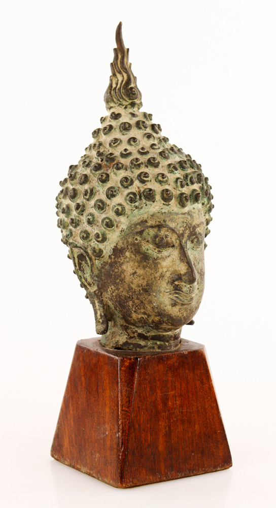 Appraisal: - Early Tibetan Buddha Head Early Tibetan Buddha head mounted