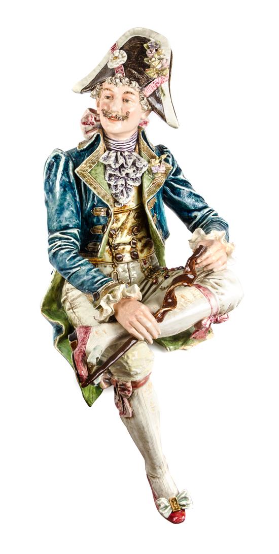 Appraisal: Sale Lot A Majolica Large Figure depicting a seated dandy