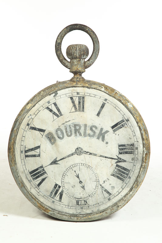 Appraisal: POCKET WATCH CLOCKMAKER'S TRADE SIGN Found in Maine th century