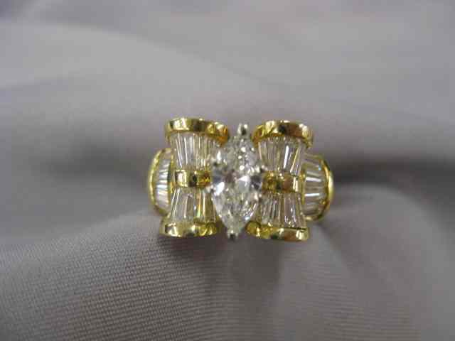 Appraisal: k Gold Cubic Zirconia Ring marquise baguette shapes grams