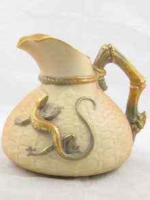 Appraisal: A late th century Royal Worcester jug with applied lizard