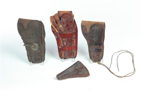 Appraisal: GROUP OF FOUR LEATHER HOLSTERS American late th- th century