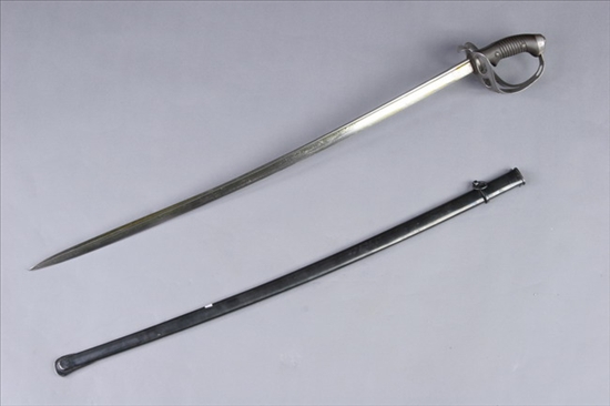 Appraisal: BASKET HILT SABER AND SCABBARD th century Pattern infantry sword